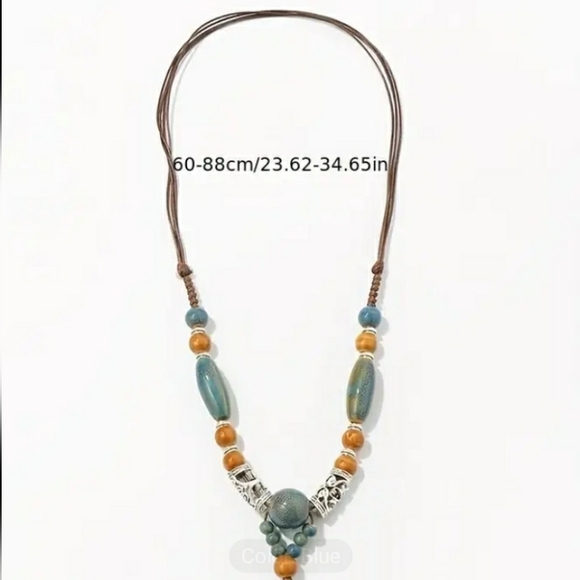 Ceramic Beads and Silvertone Charms Necklace, NWT - Picture 4 of 5